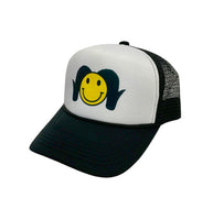 Smiley Ram Trucker Snapback Hat -White/Black